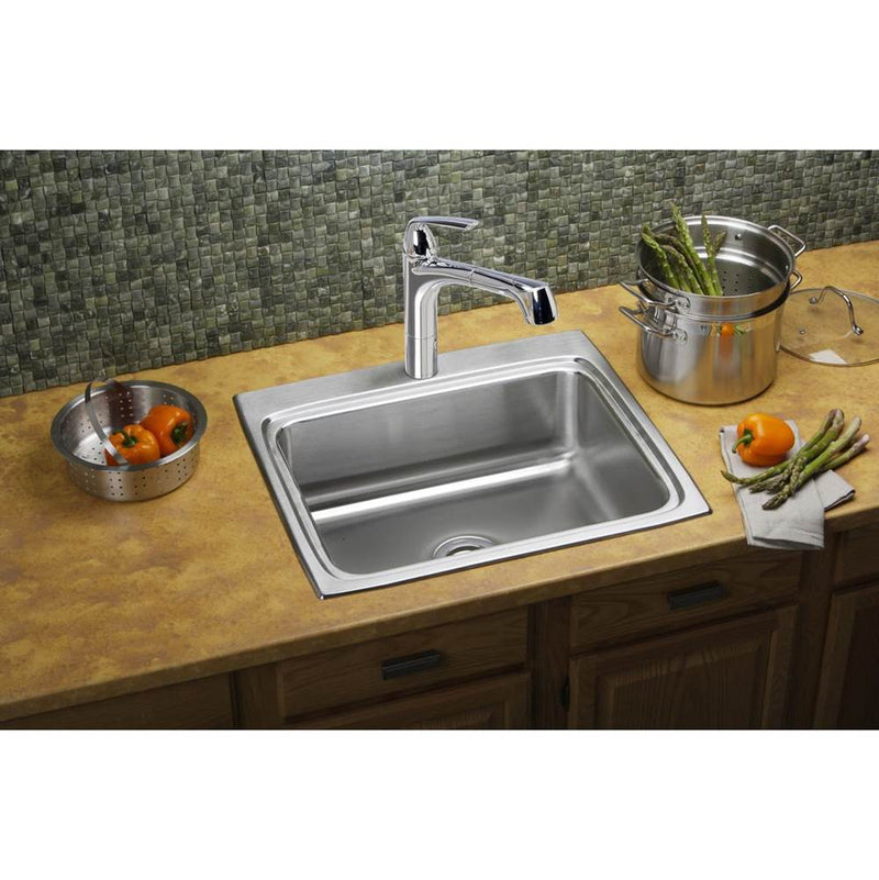Elkay Lustertone Classic Stainless Steel 25'' x 22'' x 8-1/8'', MR2-Hole Single Bowl Drop-in Sink