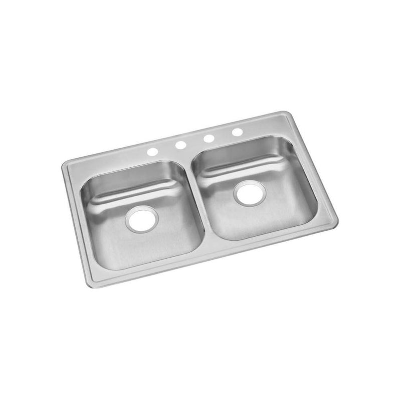 Elkay Dayton Stainless Steel 33'' x 21-1/4'' x 5-3/8'', Equal Double Bowl Drop-in Sink