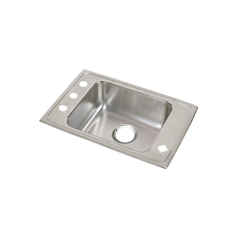 Elkay Lustertone Classic Stainless Steel 22'' x 19-1/2'' x 4'', 4-Hole Single Bowl Drop-in Classroom ADA Sink with Right and Rear Decks
