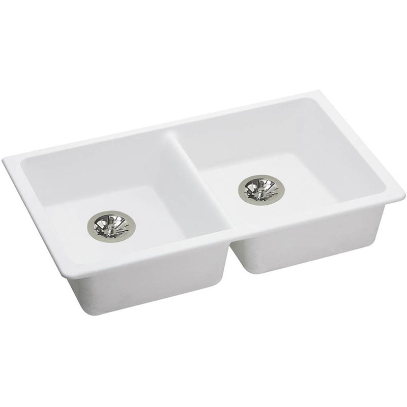 Elkay Quartz Classic 33'' x 18-1/2'' x 5-1/2'', Double Bowl Undermount ADA Sink with Perfect Drain
