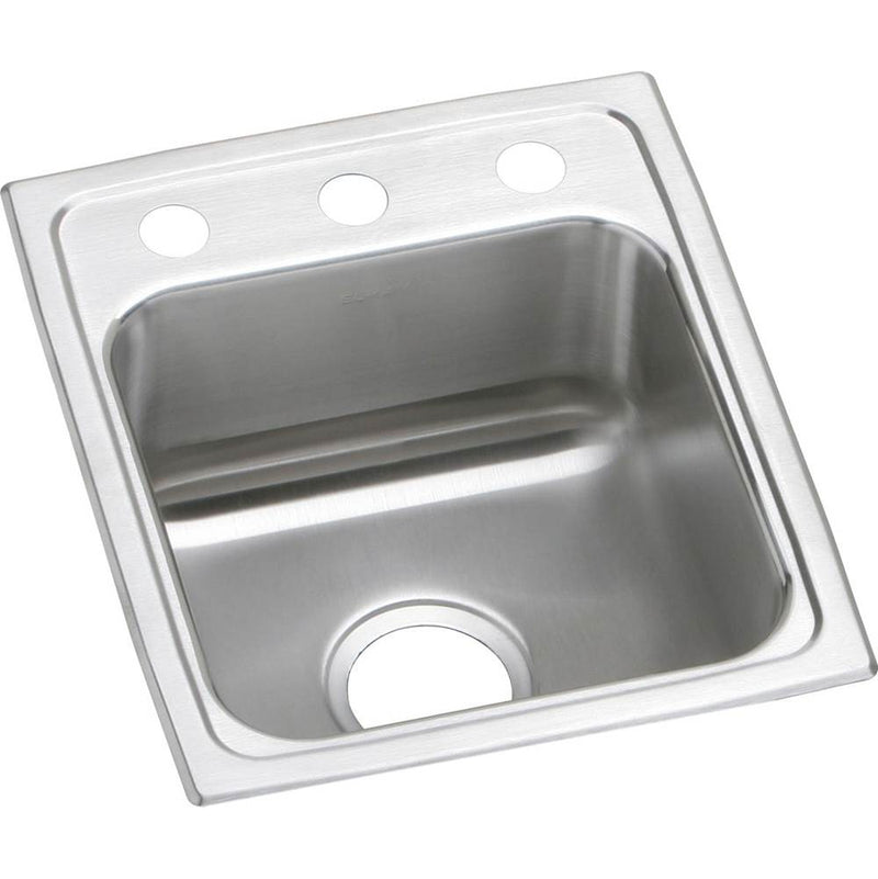 Elkay Lustertone Classic Stainless Steel 15'' x 17-1/2'' x 7-5/8'', 0-Hole Single Bowl Drop-in Bar Sink