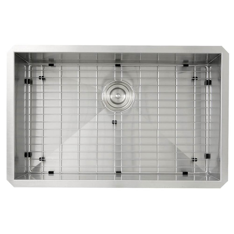 Nantucket Sinks 28 Inch Pro Series Large Rectangle Single Bowl Undermount Zero Radius Stainless Steel Kitchen Sink, 8 Inch Deep