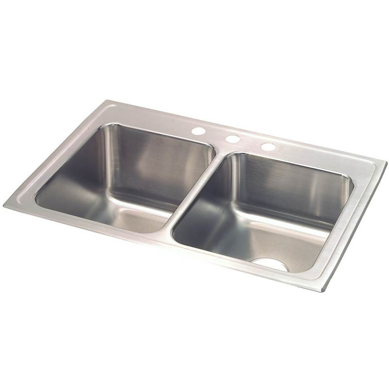 Elkay Lustertone Classic Stainless Steel 33'' x 22'' x 10-1/8'', Equal Double Bowl Drop-in Sink