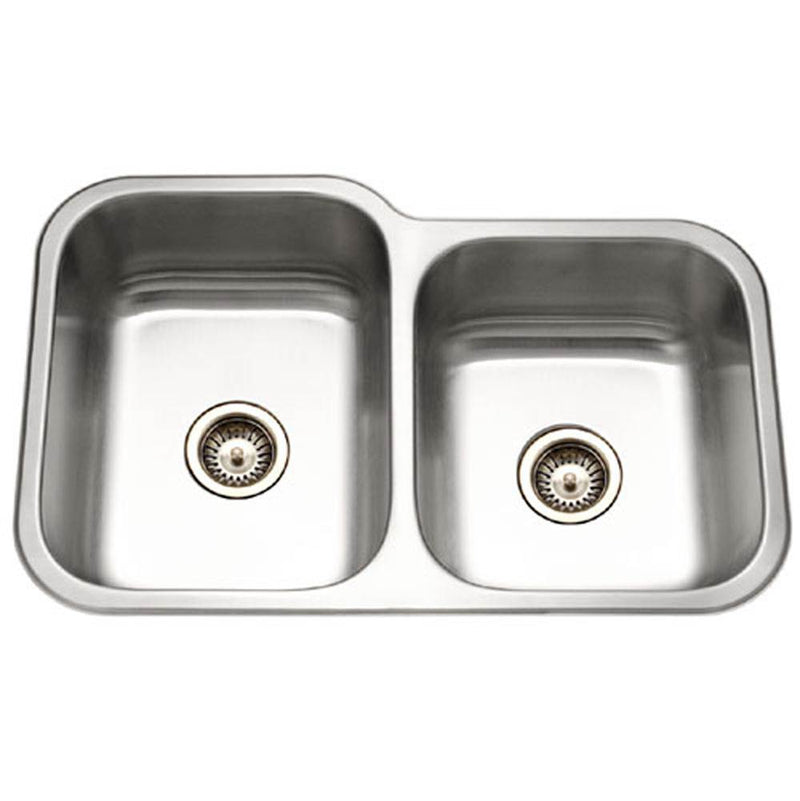 Hamat Undermount Stainless Steel 60/40 Double Bowl Kitchen Sink, Small bowl Right