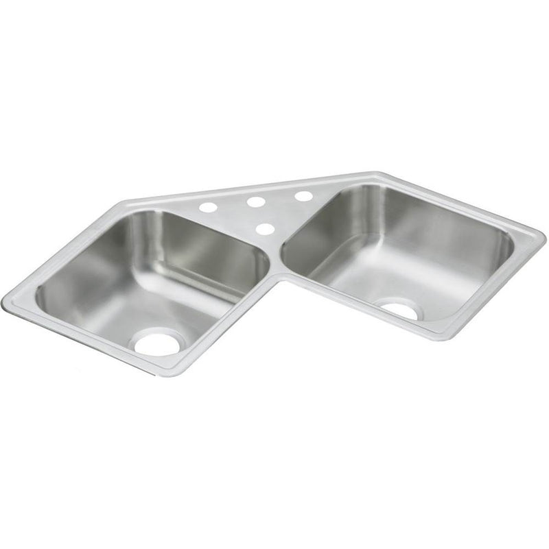 Elkay Dayton Stainless Steel 31-7/8'' x 31-7/8'' x 7'', Equal Double Bowl Corner Sink