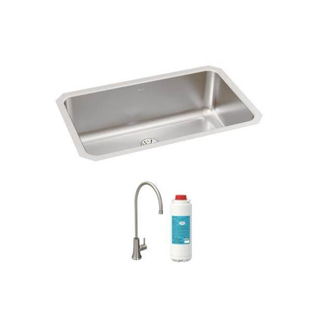Elkay Crosstown 18 Gauge Stainless Steel, 25'' x 22'' x 9'' Single Bowl Dual Mount Sink Kit with Filtered Beverage Faucet