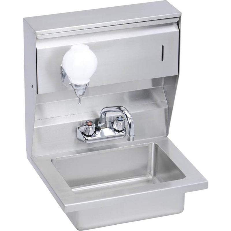 Elkay Stainless Steel 18'' x 14-1/2'' x 23'' 18 Gauge Hand Sink with Soap and Towel Dispenser and Faucet