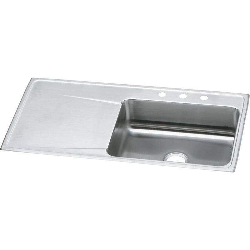 Elkay Lustertone Classic Stainless Steel 43'' x 22'' x 7-5/8'', Single Bowl Drop-in Sink with Drainboard
