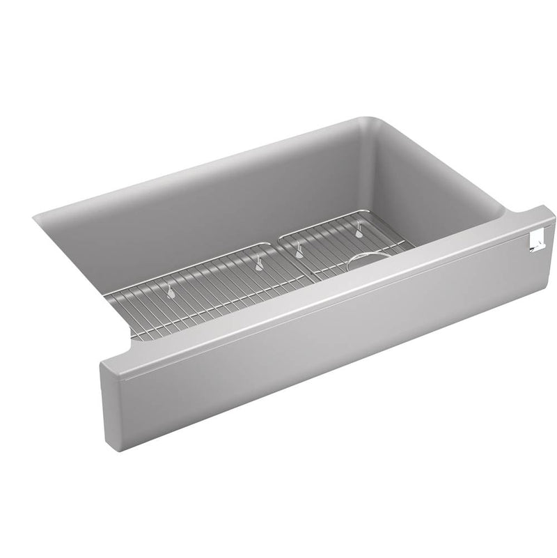 Kohler Cairn® Undermount single-bowl farmhouse kitchen sink with short apron