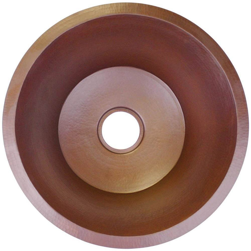 Linkasink Hammered Small Round Flat Bottom Bar/Utility, 3.5'' drain opening