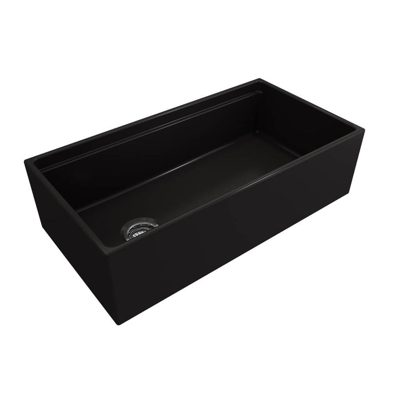 BOCCHI Contempo Step-Rim Apron Front Fireclay 36 in. Single Bowl Kitchen Sink with Integrated Work Station & Accessories