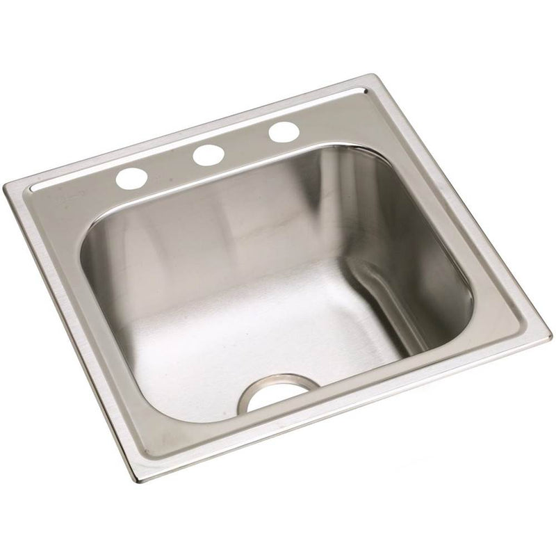 Elkay Dayton Stainless Steel 20'' x 20'' x 10-1/8'', 0-Hole Single Bowl Drop-in Laundry Sink