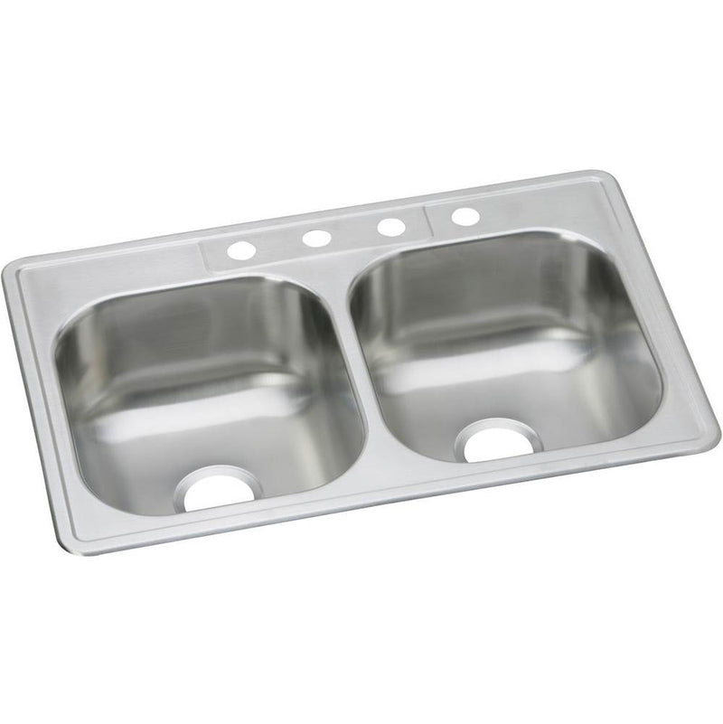 Elkay Dayton Stainless Steel 33'' x 21-1/4'' x 8-1/16'', Equal Double Bowl Drop-in Sink
