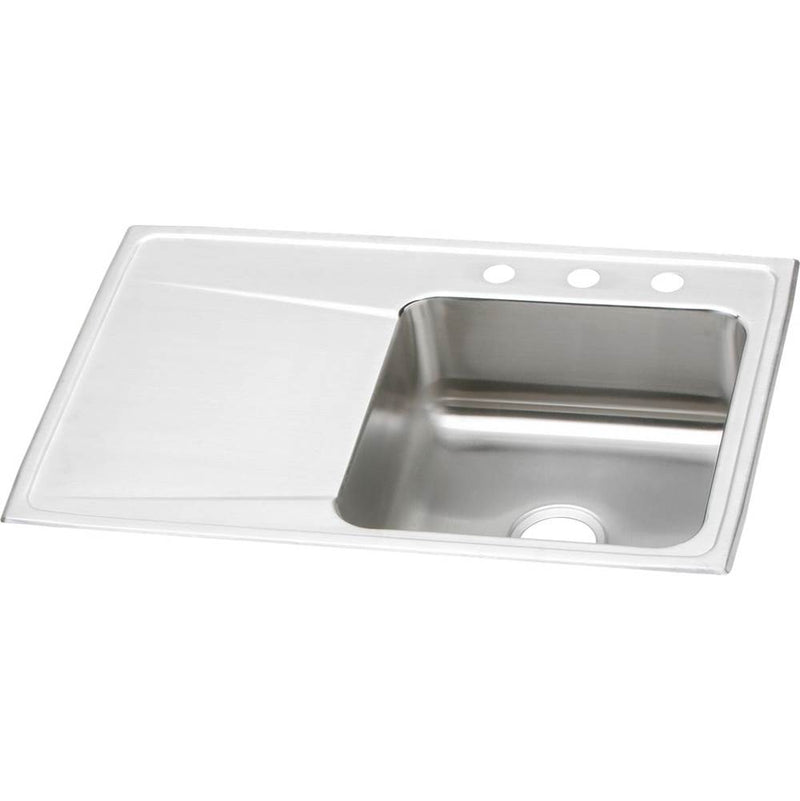 Elkay Lustertone Classic Stainless Steel 33'' x 22'' x 7-5/8'', Single Bowl Drop-in Sink with Drainboard
