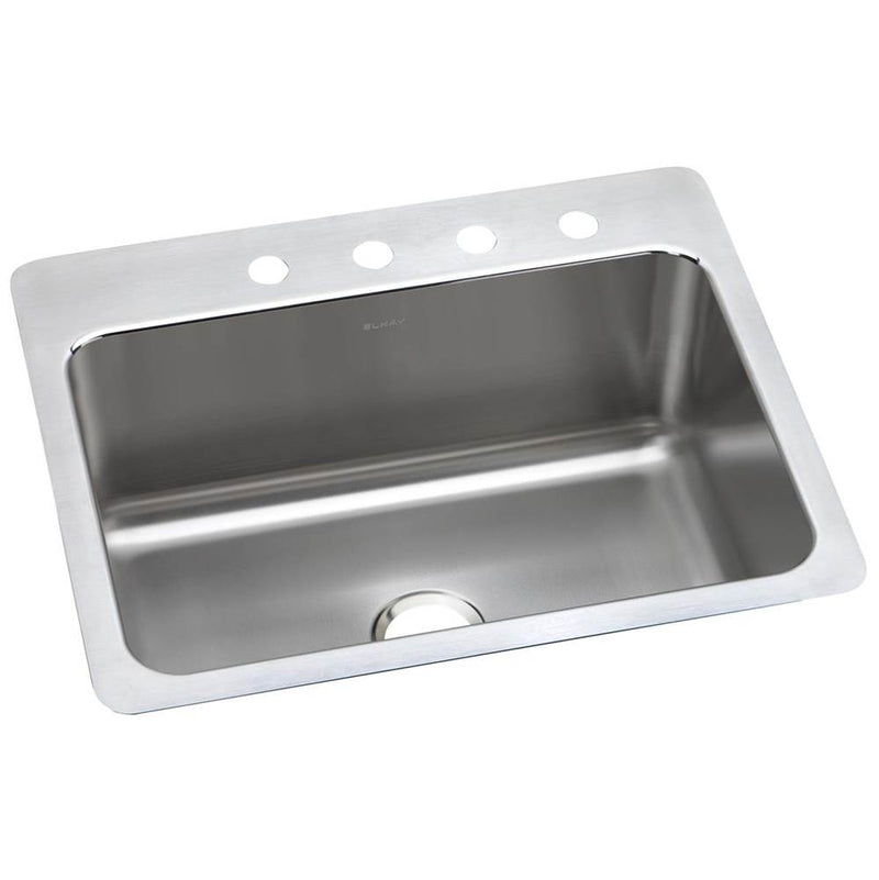 Elkay Lustertone Classic Stainless Steel 27'' x 22'' x 10'', 3-Hole Single Bowl Dual Mount Sink