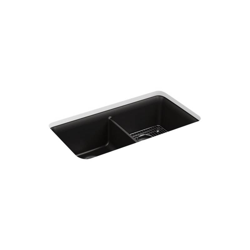 Kohler Cairn® 33-1/2'' x 18-5/16'' x 10-1/8'' Neoroc® undermount double-equal kitchen sink with rack