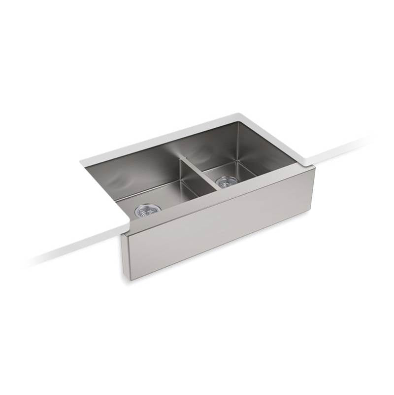 Kohler Strive® 35-1/2'' x 21-1/4'' x 9-5/16'' Smart Divide® undermount double-bowl large/medium farmhouse kitchen sink with tall apron
