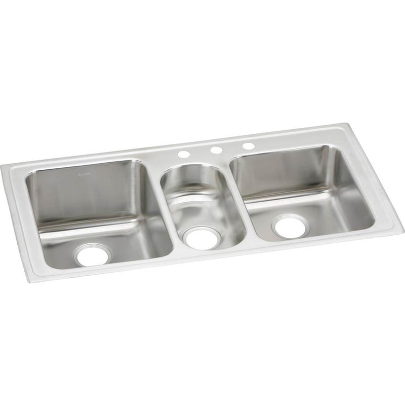 Elkay Lustertone Classic Stainless Steel 43'' x 22'' x 10'', Triple Bowl Drop-in Sink