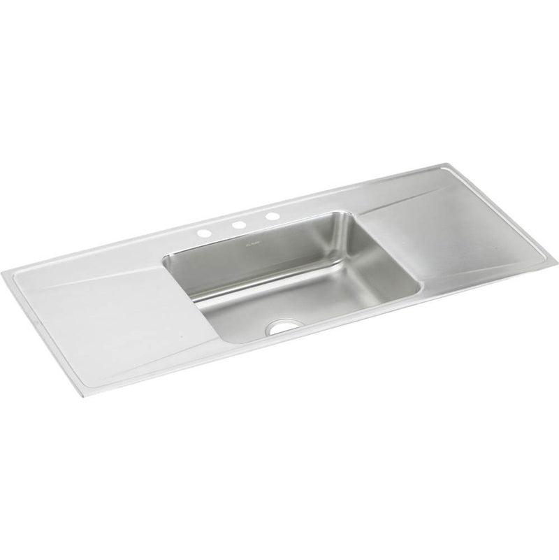 Elkay Lustertone Classic Stainless Steel 54'' x 22'' x 7-5/8'', Single Bowl Drop-in Sink with Drainboard