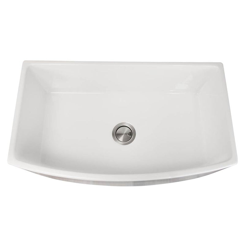 Nantucket Sinks Italian Made Fine Fireclay Curved Apron Farmer Sink Finished In A White Finish, Optional Bottom Grid - Bg-Fc3320Ca
