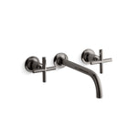 Kohler Purist® Wall-mount bathroom sink faucet trim with 9'', 90-degree angle spout and cross handles, requires valve
