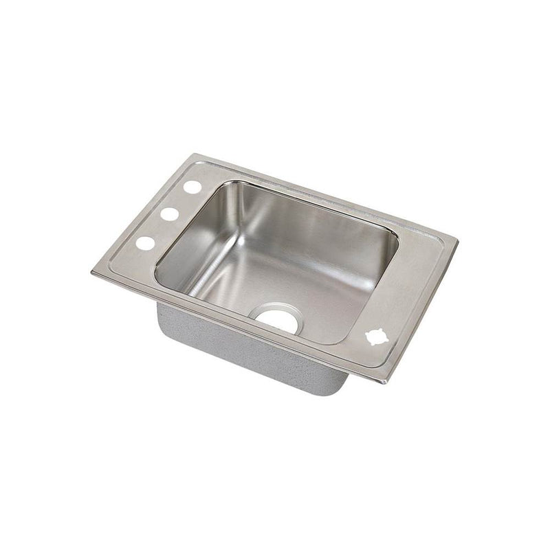Elkay Lustertone Classic Stainless Steel 22'' x 19-1/2'' x 4'', 2-Hole Single Bowl Drop-in Classroom ADA Sink with Quick-clip and Rear and Right Deck