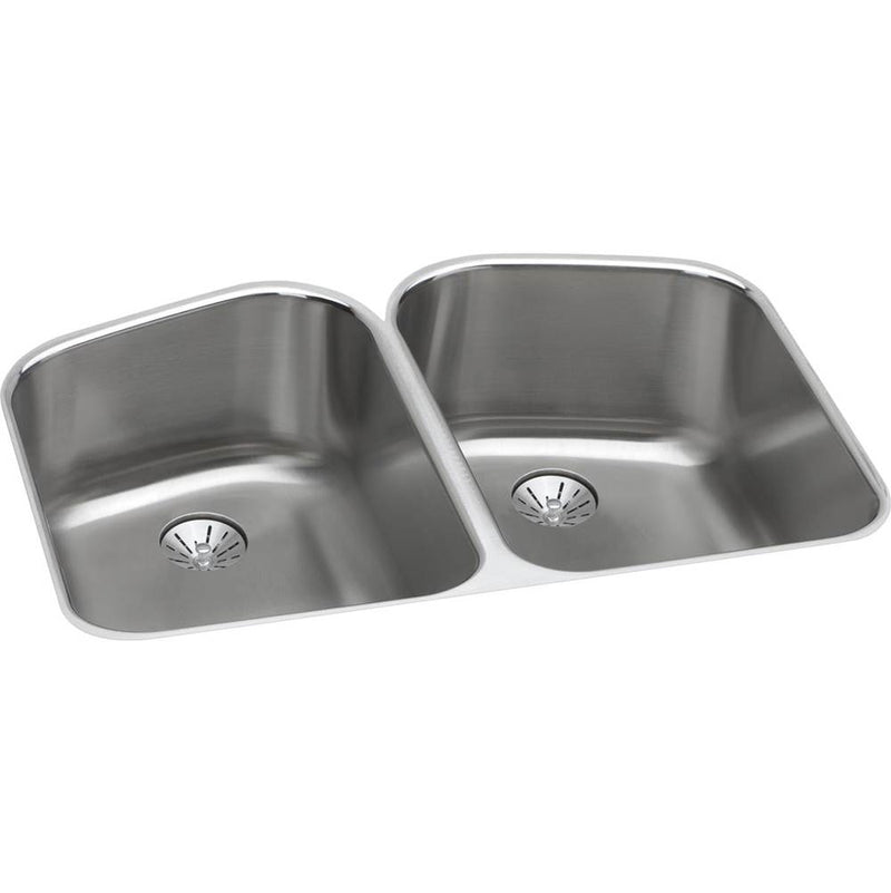 Elkay Lustertone Classic Stainless Steel 32-3/4'' x 20-13/16'' x 9'', Double Bowl Undermount Sink w/Perfect Drain