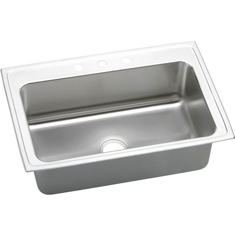 Elkay Lustertone Classic Stainless Steel 33'' x 22'' x 10-1/8'', Single Bowl Drop-in Sink with Quick-clip
